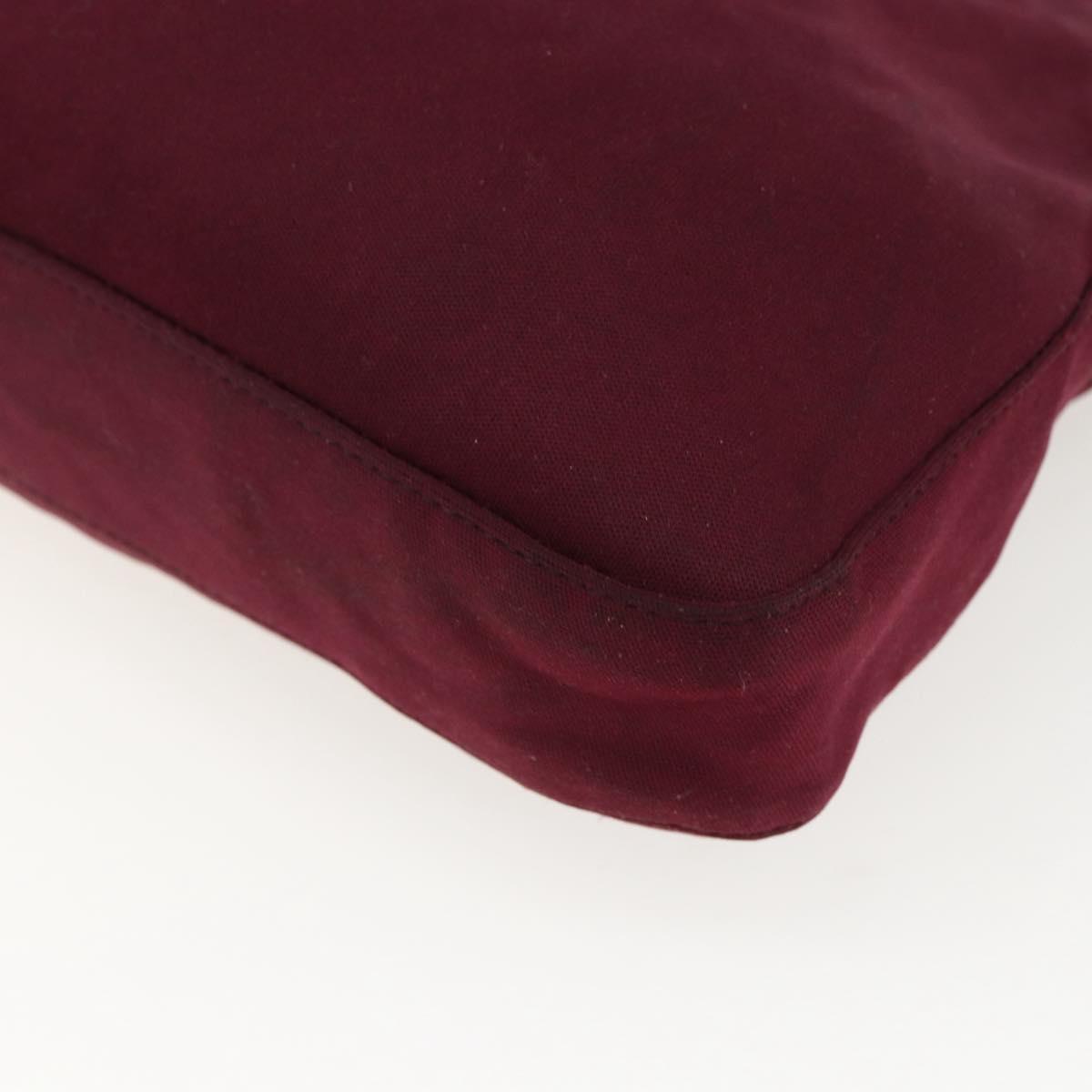 FENDI Mamma Baguette Tote Bag Nylon Bordeaux Silver Auth 170739