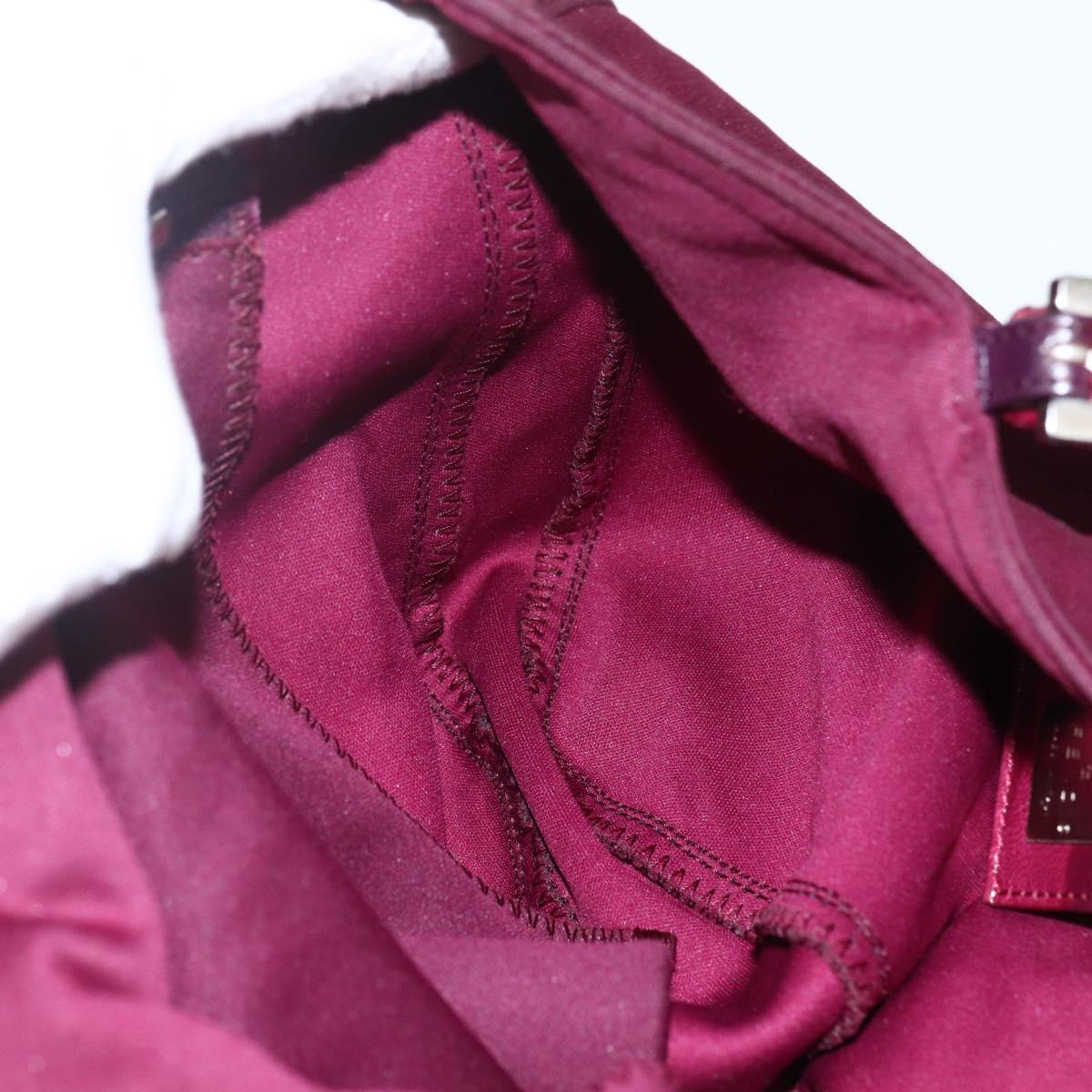 FENDI Mamma Baguette Tote Bag Nylon Bordeaux Silver Auth 170739