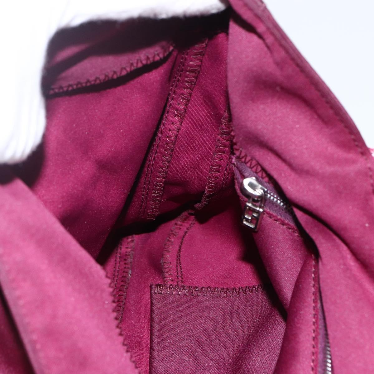 FENDI Mamma Baguette Tote Bag Nylon Bordeaux Silver Auth 170739