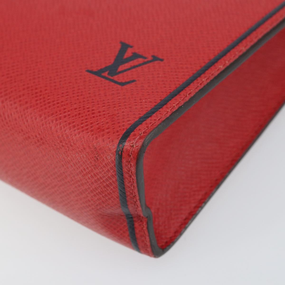 LOUIS VUITTON Taiga Pochette Voyager MM Clutch Bag Red Akajou M63397 Auth 170741