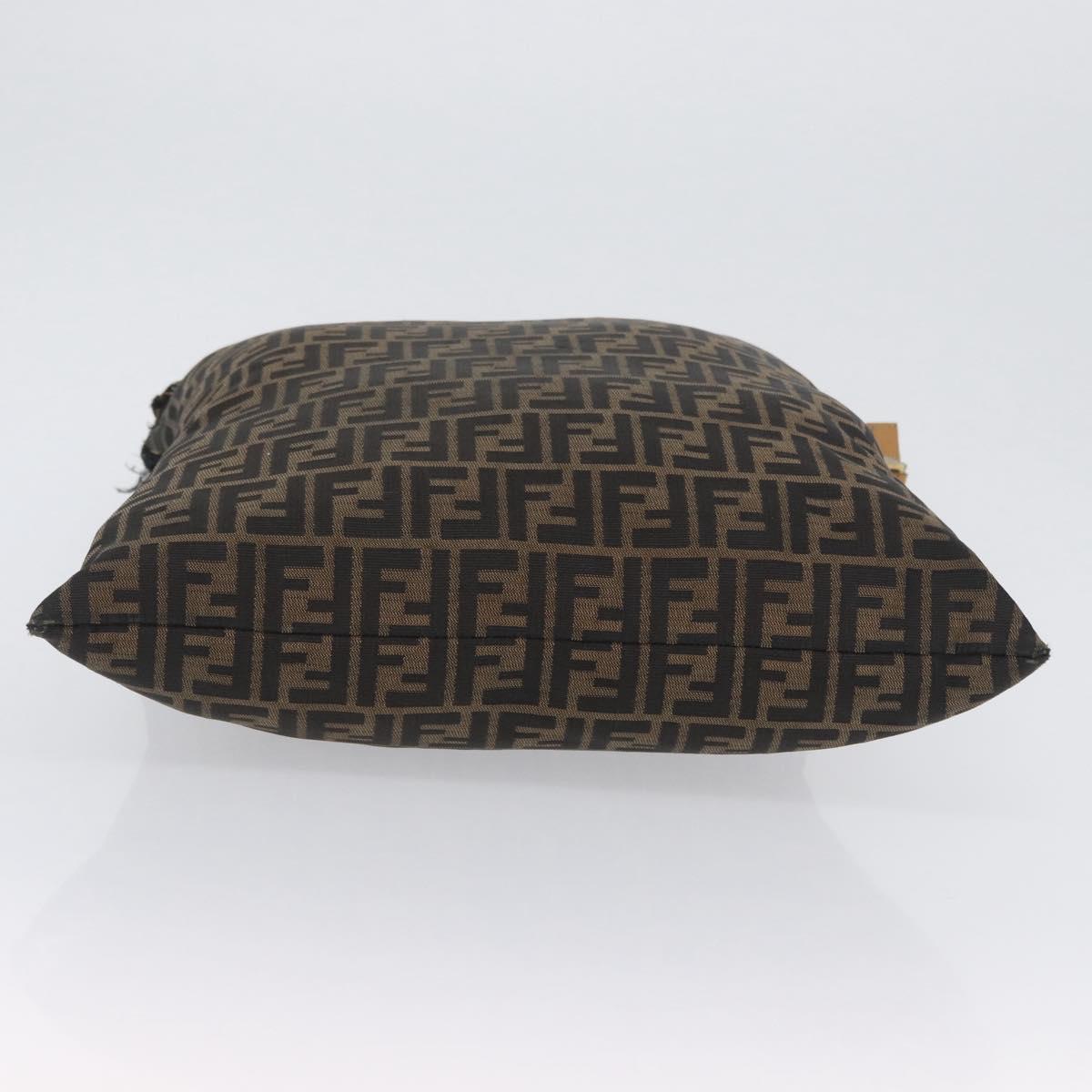 FENDI Zucca Canvas Shoulder Bag Black Brown Auth 170743