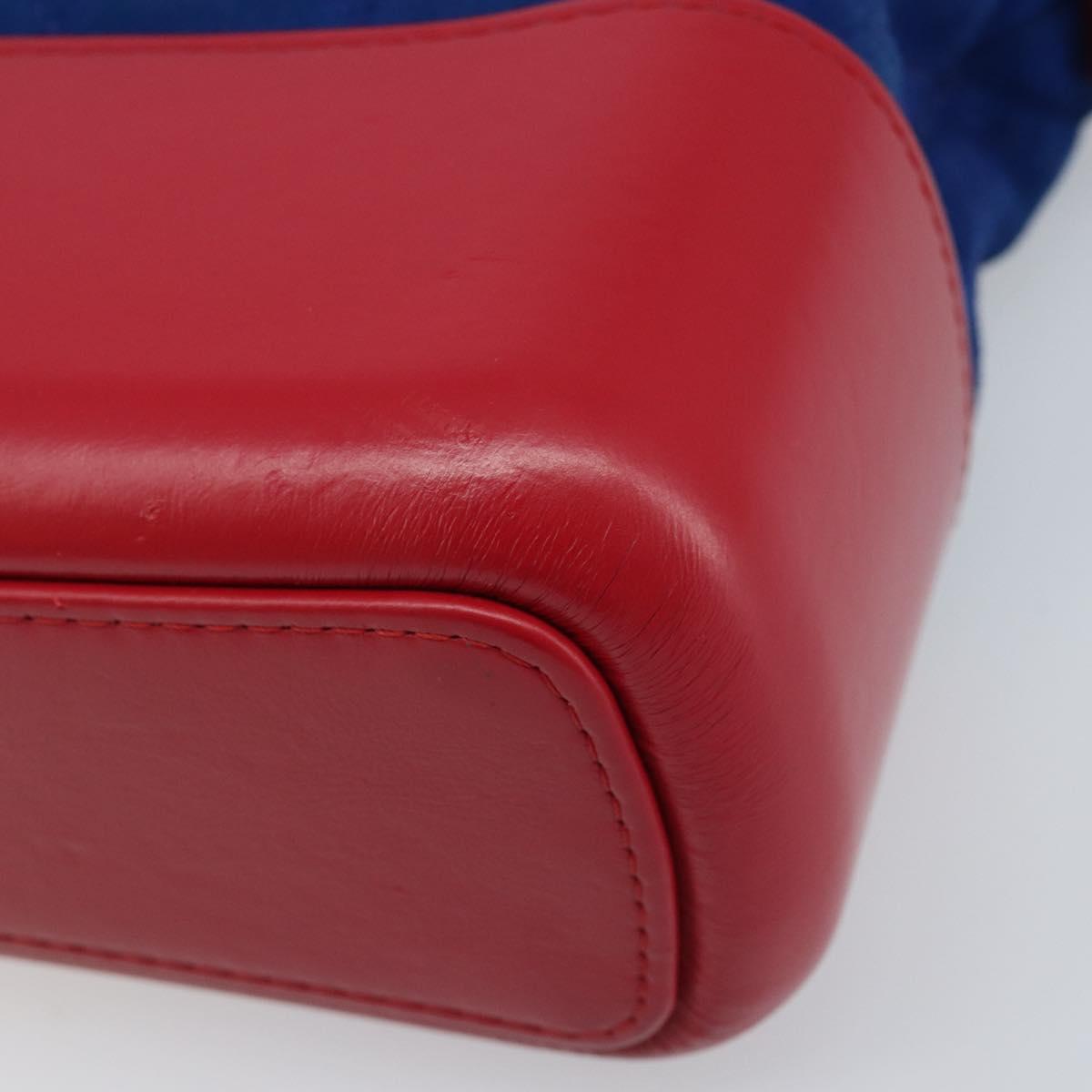 CHANEL Matelasse Gabriel De Chanel Chain Bag Suede Blue Red CC Auth 170752A