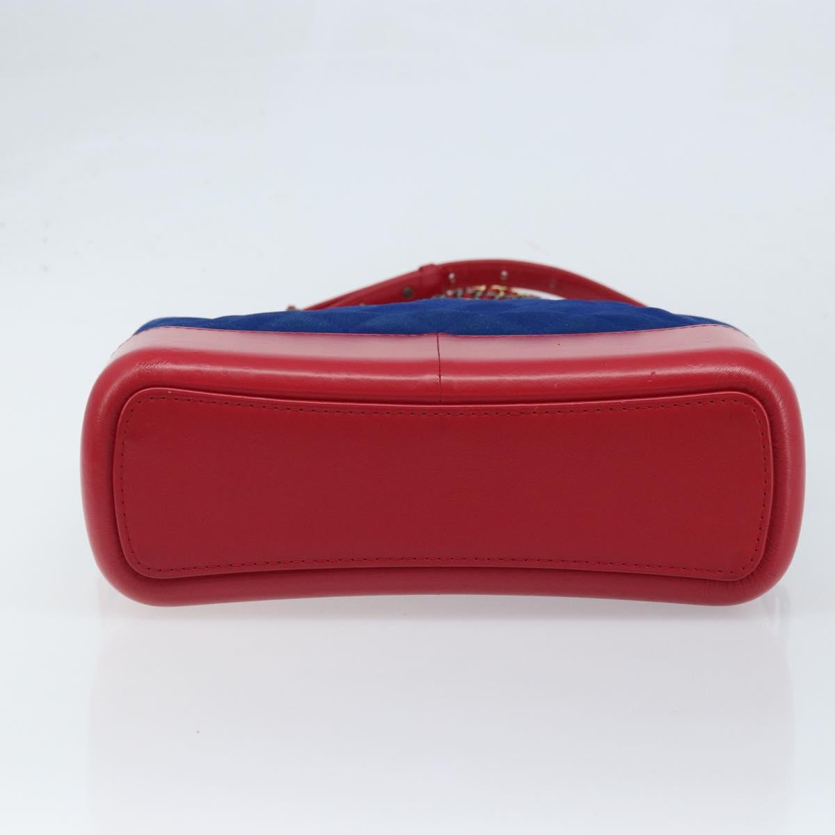 CHANEL Matelasse Gabriel De Chanel Chain Bag Suede Blue Red CC Auth 170752A