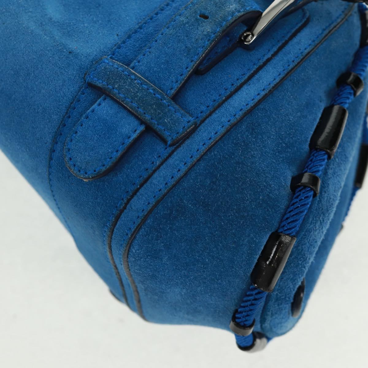 LOEWE Sender Hand Bag Suede Blue Silver Auth 170755