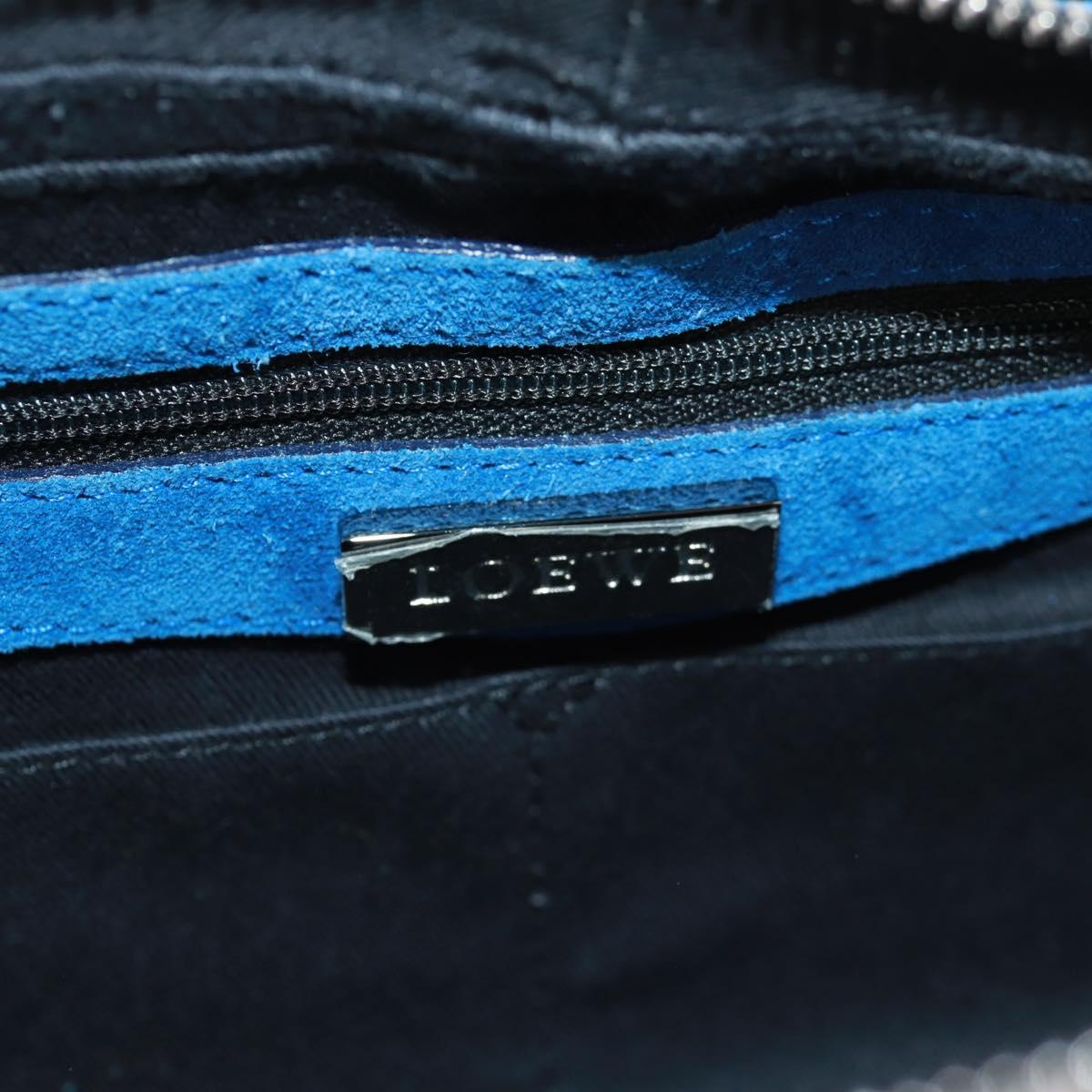 LOEWE Sender Hand Bag Suede Blue Silver Auth 170755