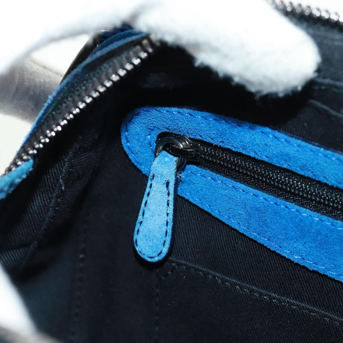 LOEWE Sender Hand Bag Suede Blue Silver Auth 170755
