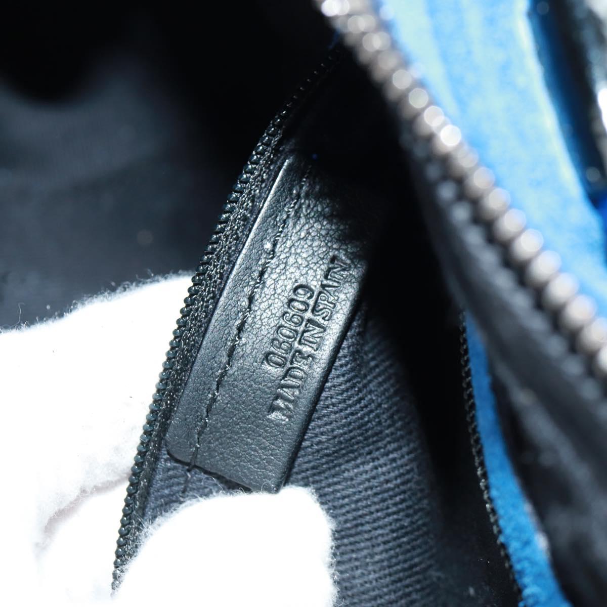 LOEWE Sender Hand Bag Suede Blue Silver Auth 170755