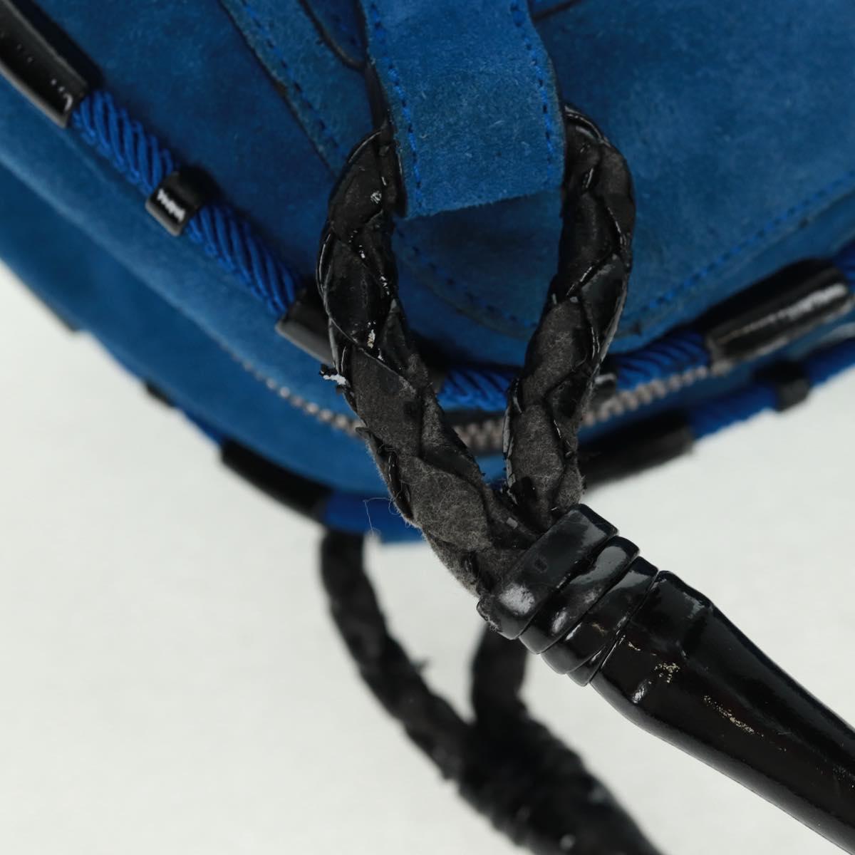 LOEWE Sender Hand Bag Suede Blue Silver Auth 170755