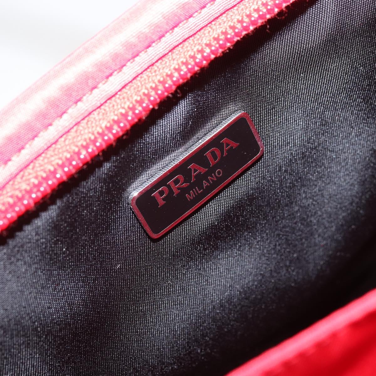 PRADA Pet Bag Pet Carry Nylon 2way Red Silver Auth 170756SAM