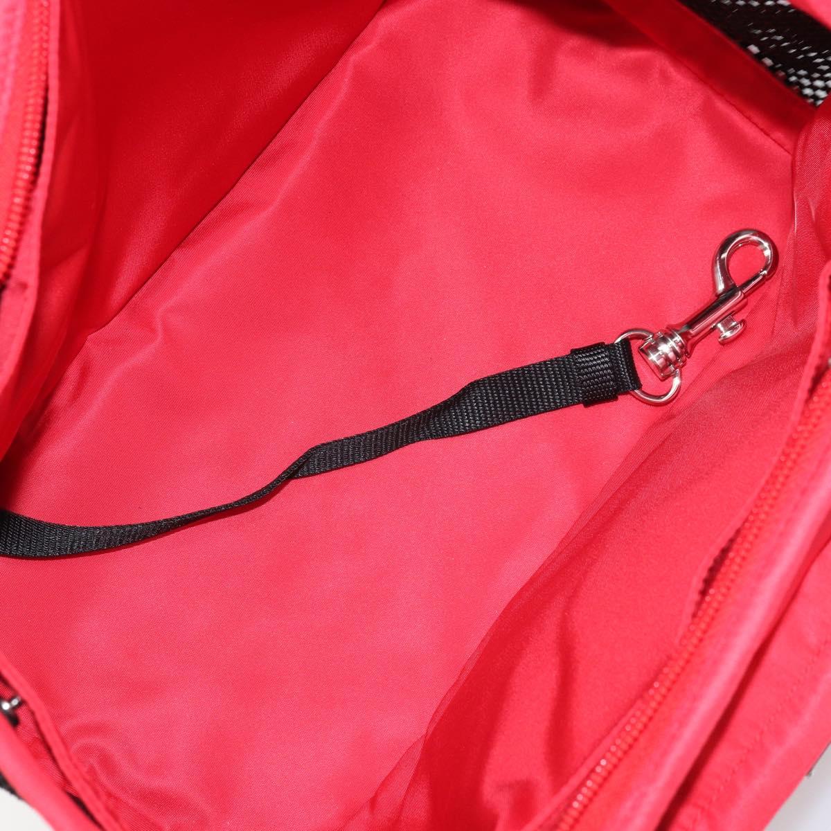 PRADA Pet Bag Pet Carry Nylon 2way Red Silver Auth 170756SAM