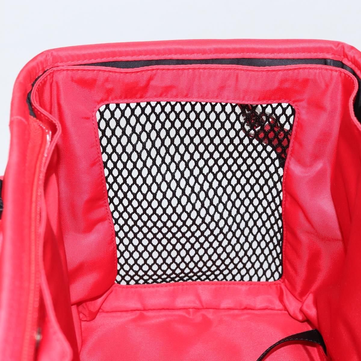 PRADA Pet Bag Pet Carry Nylon 2way Red Silver Auth 170756SAM
