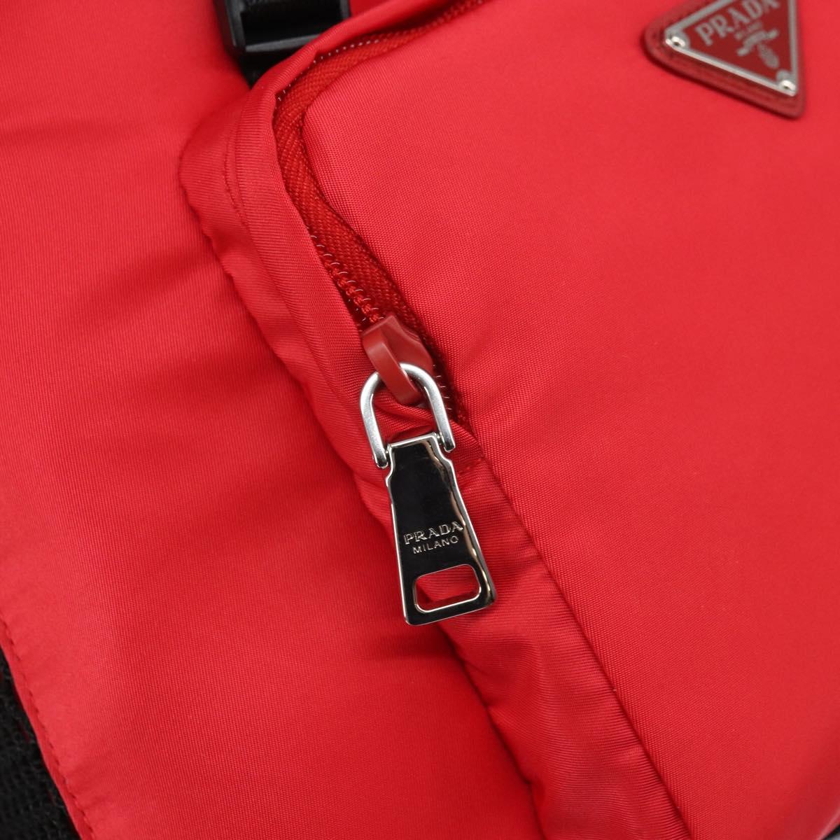 PRADA Pet Bag Pet Carry Nylon 2way Red Silver Auth 170756SAM