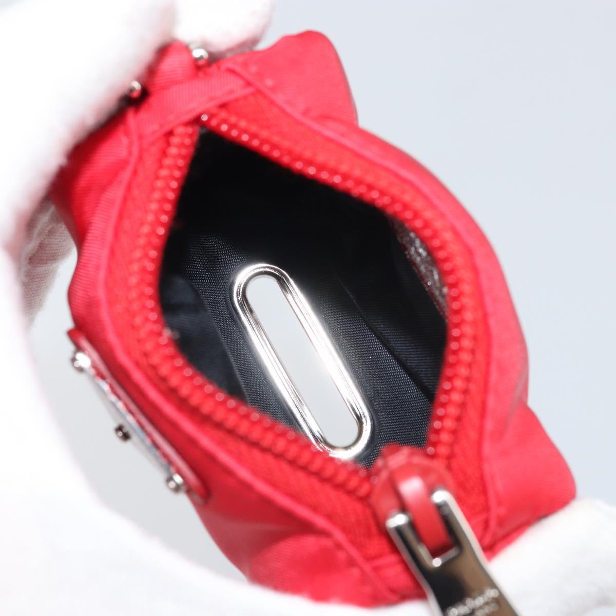 PRADA Pet Bag Pet Carry Nylon 2way Red Silver Auth 170756SAM