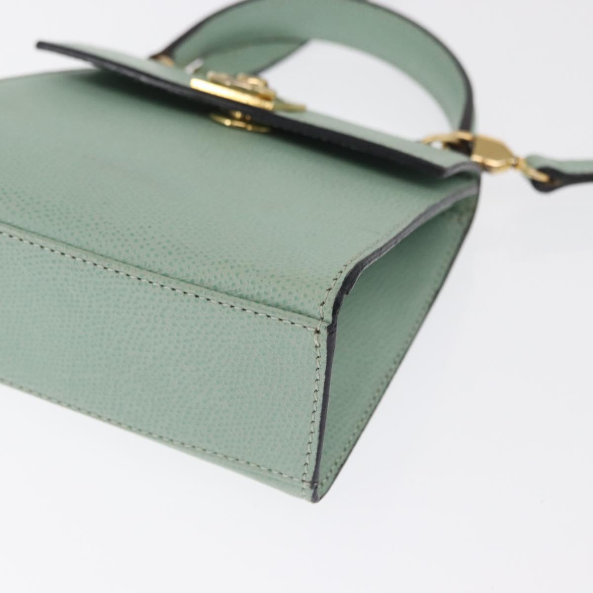 CELINE Hand Bag Leather 2way Green Gold Auth 170757A