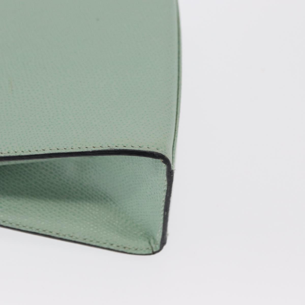 CELINE Hand Bag Leather 2way Green Gold Auth 170757A