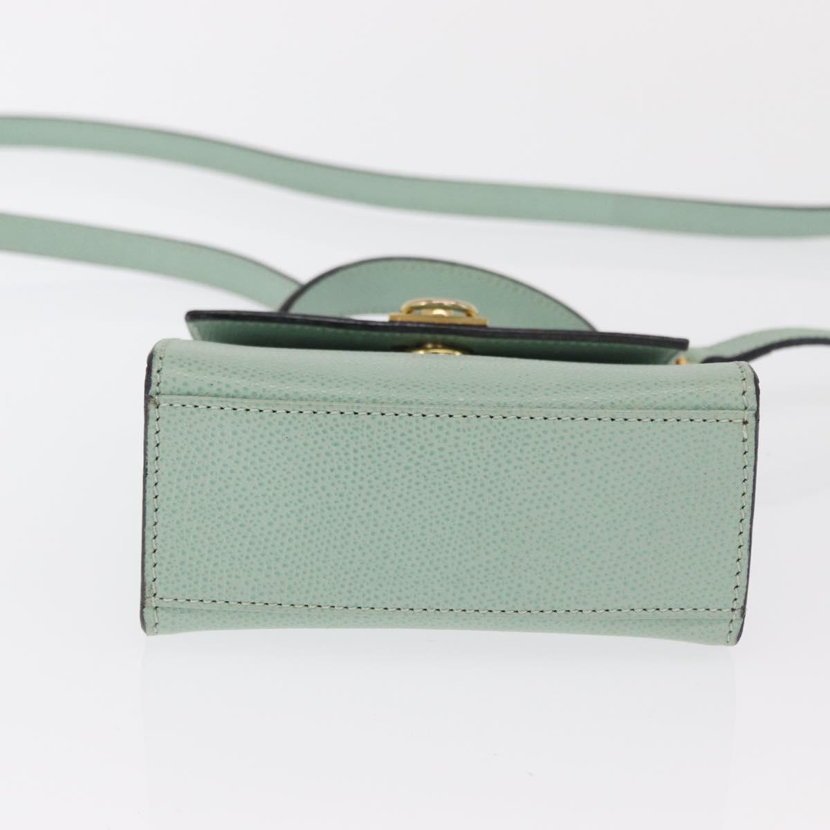 CELINE Hand Bag Leather 2way Green Gold Auth 170757A