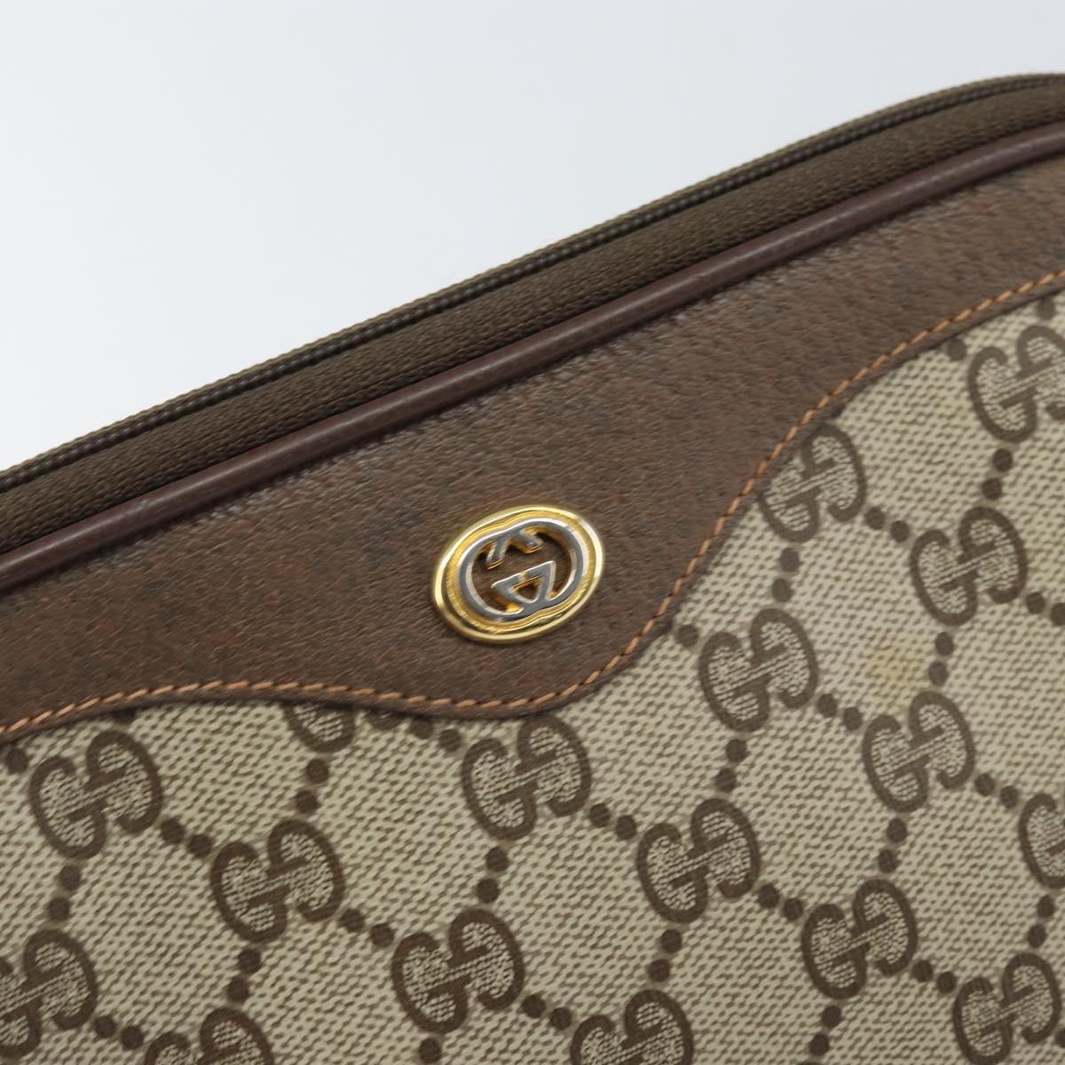 GUCCI GG Supreme Shoulder Bag PVC Beige Gold 97 02 068 Auth 170761