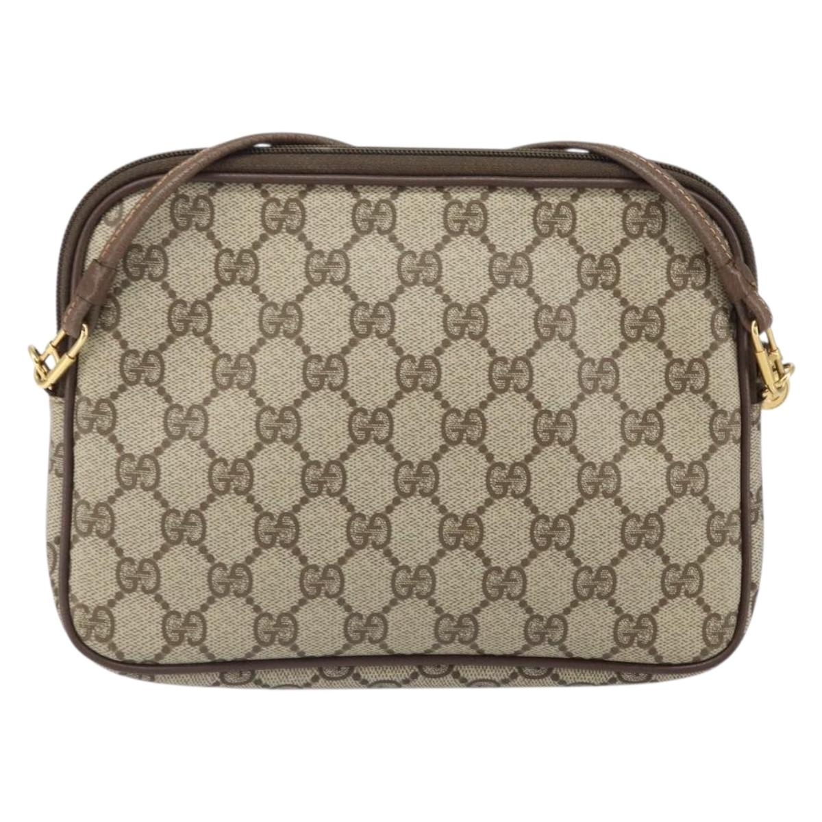 GUCCI GG Supreme Shoulder Bag PVC Beige Gold 97 02 068 Auth 170761