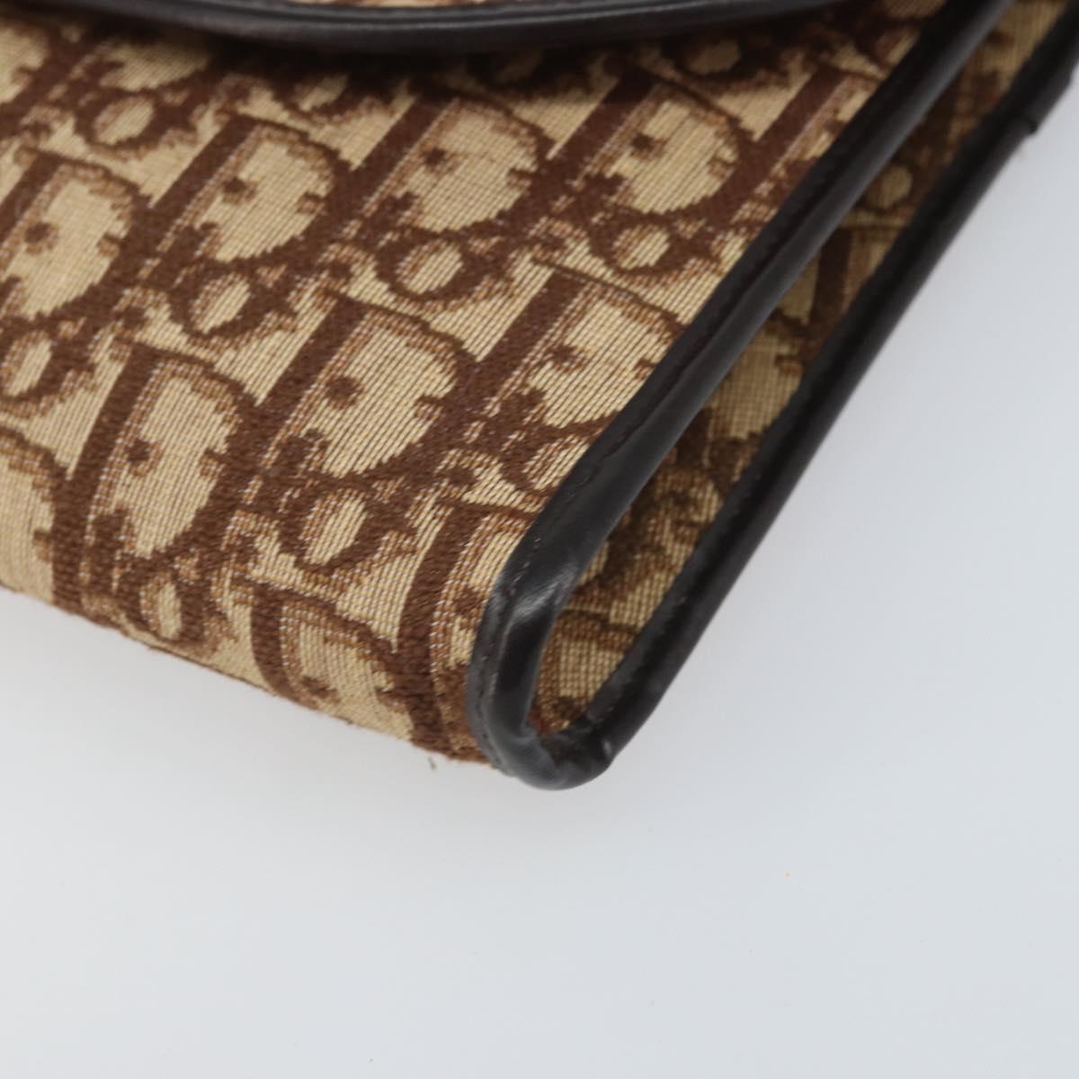 Christian Dior Trotter Canvas Chain Shoulder Bag Brown Gold Auth 170764