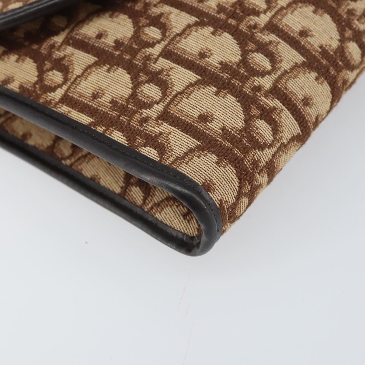 Christian Dior Trotter Canvas Chain Shoulder Bag Brown Gold Auth 170764