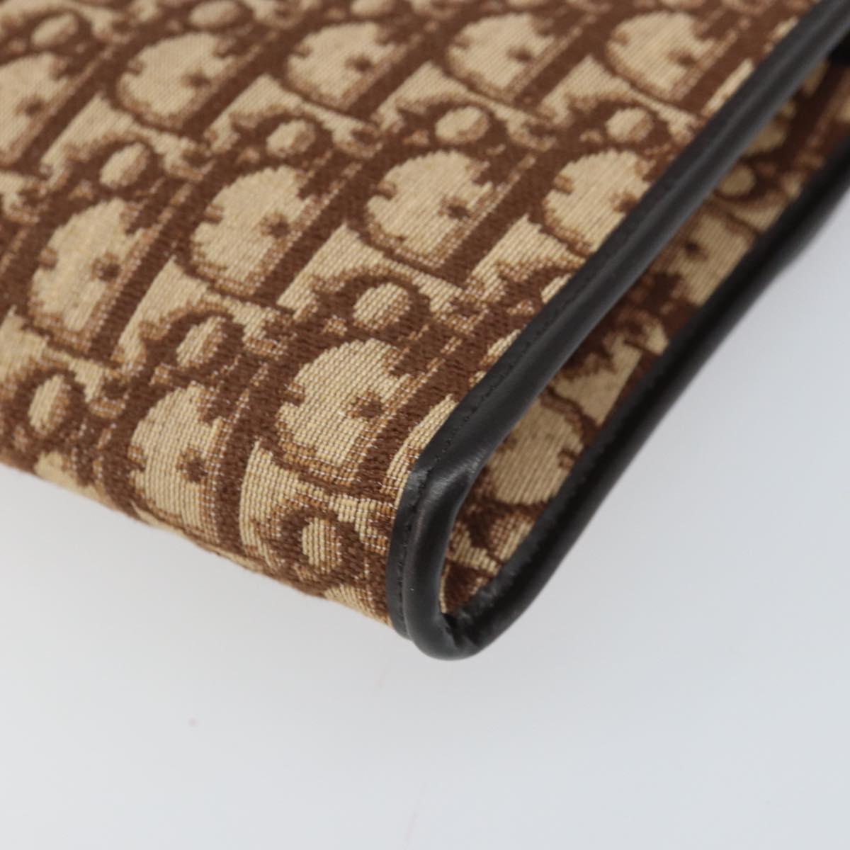 Christian Dior Trotter Canvas Chain Shoulder Bag Brown Gold Auth 170764