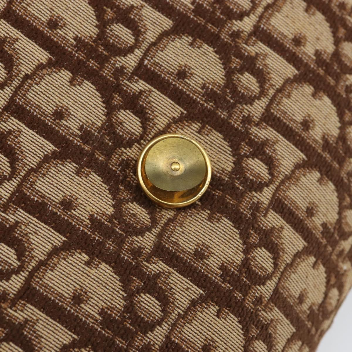 Christian Dior Trotter Canvas Chain Shoulder Bag Brown Gold Auth 170764