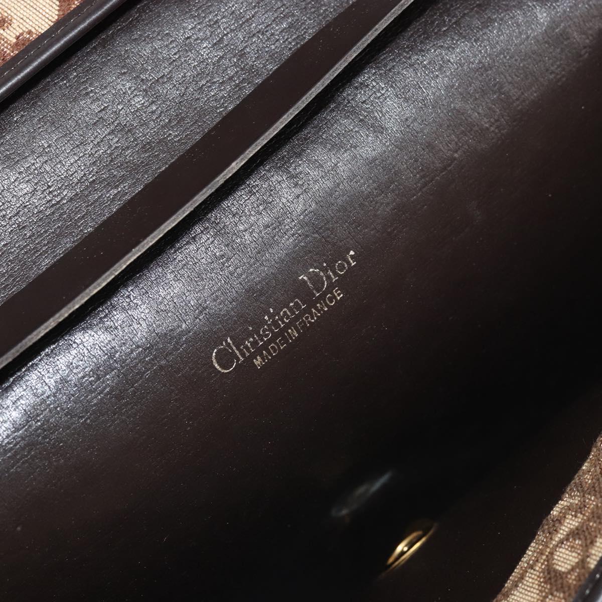 Christian Dior Trotter Canvas Chain Shoulder Bag Brown Gold Auth 170764