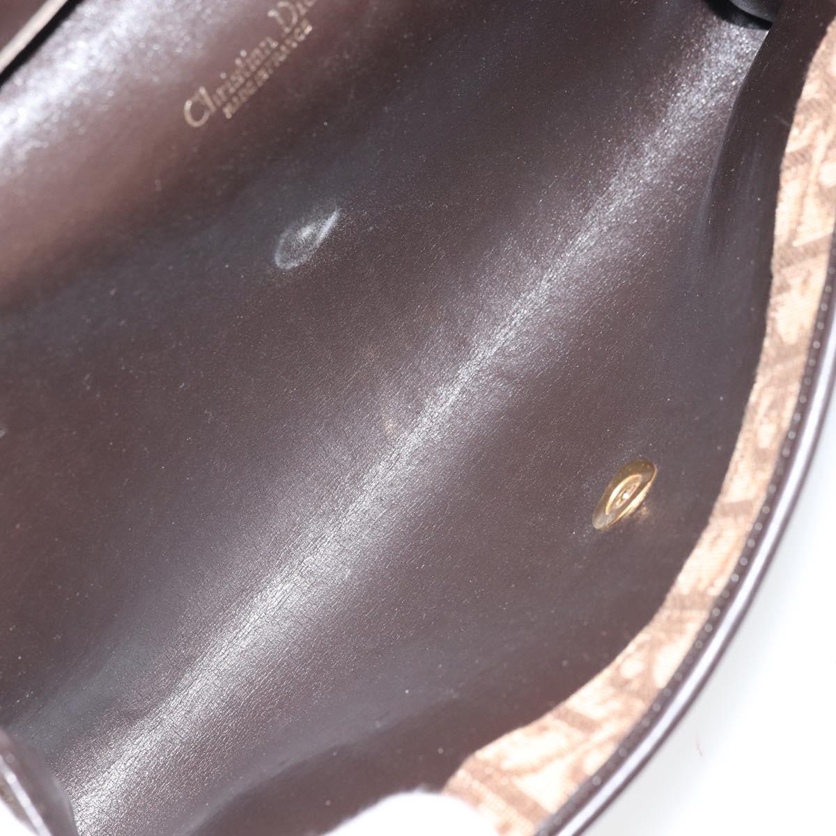 Christian Dior Trotter Canvas Chain Shoulder Bag Brown Gold Auth 170764