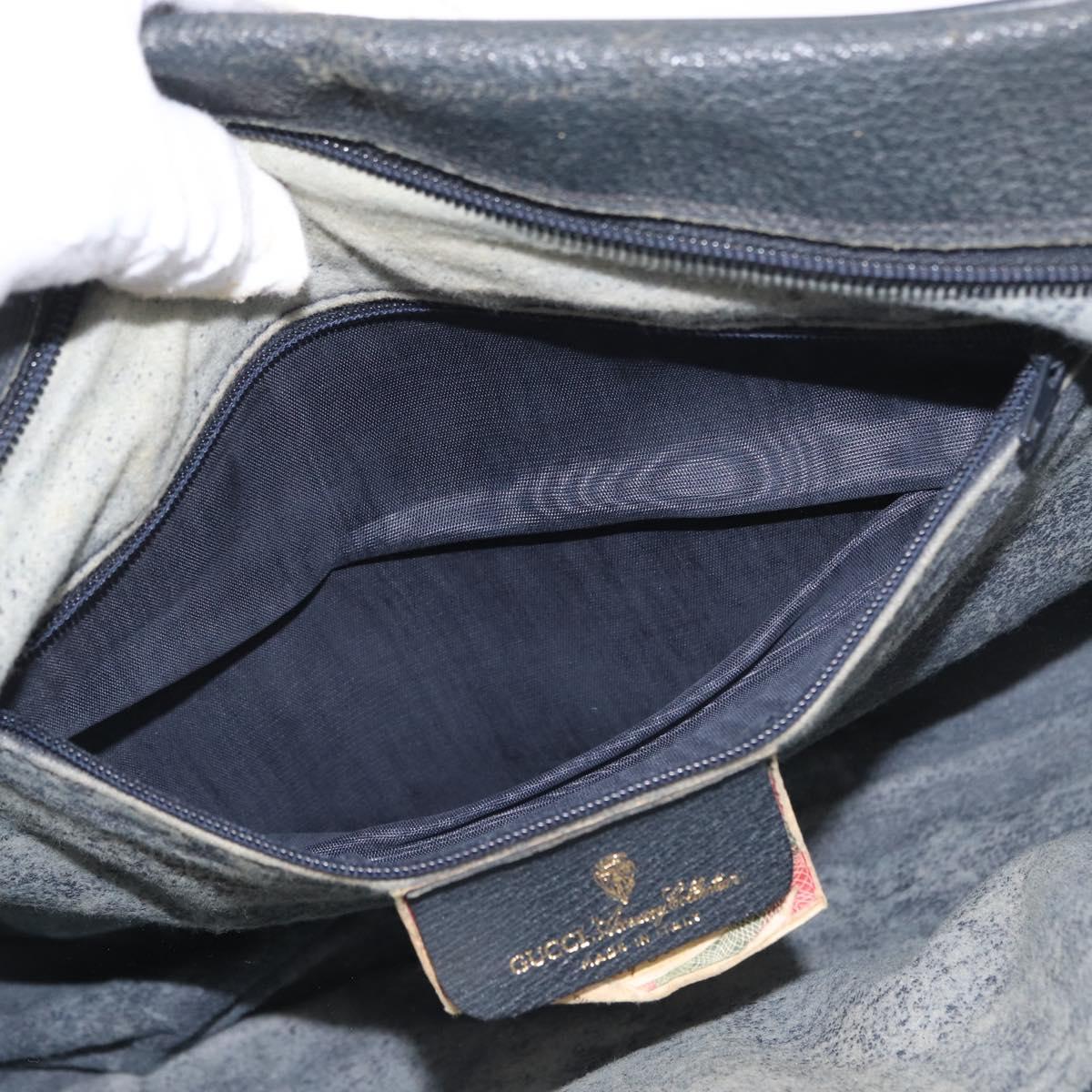 GUCCI GG Supreme Sherry Line Shoulder Bag PVC Navy Gold 904 02 084 Auth 170766