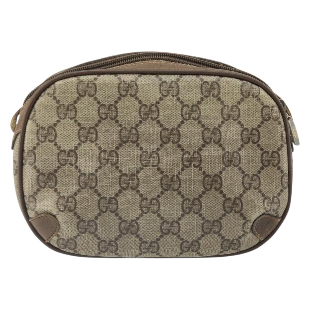 GUCCI GG Supreme Web Sherry Line Bag PVC Beige Gold 89 02 066 Auth 170778