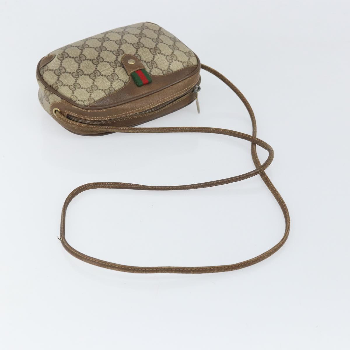 GUCCI GG Supreme Web Sherry Line Bag PVC Beige Gold 89 02 066 Auth 170778