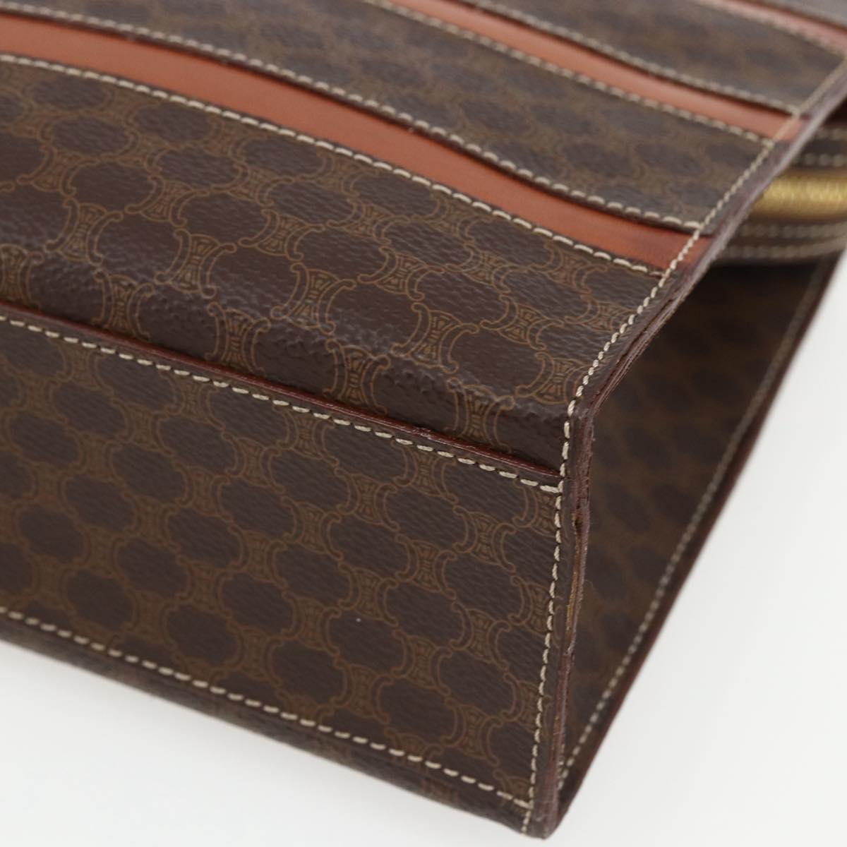 CELINE Macadam Canvas Hand Bag PVC Leather Brown Gold Auth 170786