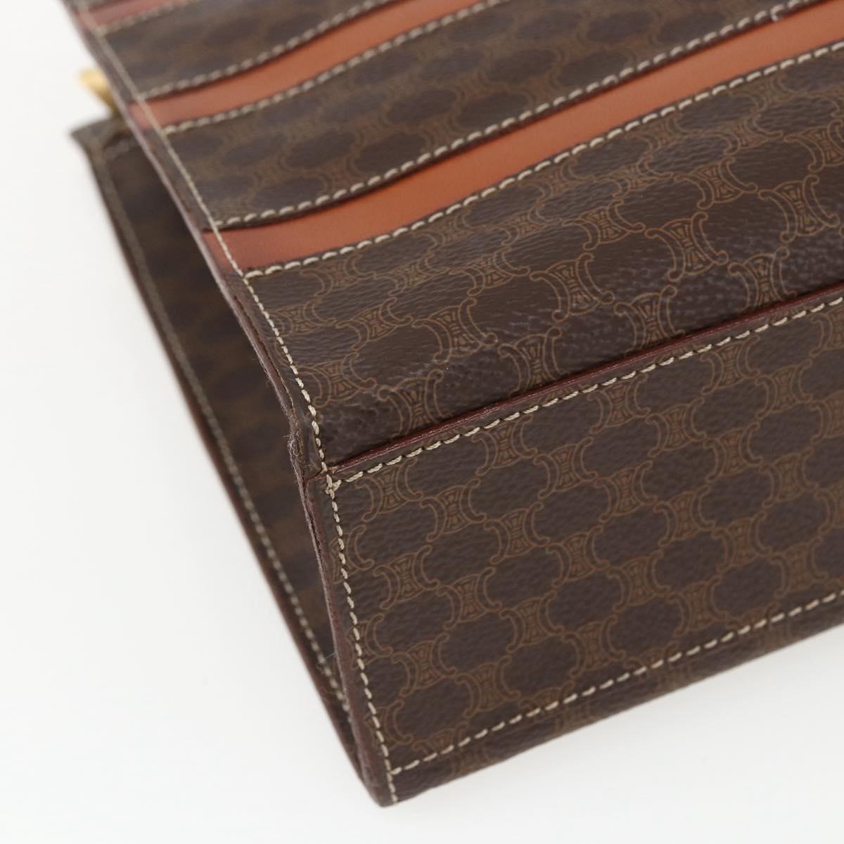 CELINE Macadam Canvas Hand Bag PVC Leather Brown Gold Auth 170786