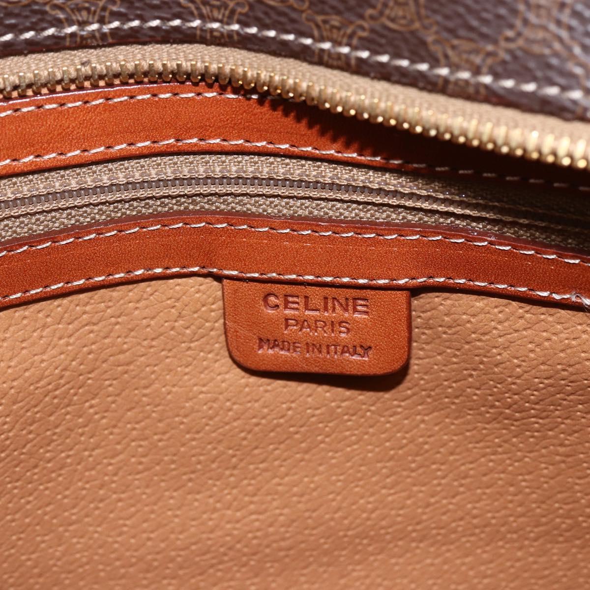 CELINE Macadam Canvas Hand Bag PVC Leather Brown Gold Auth 170786