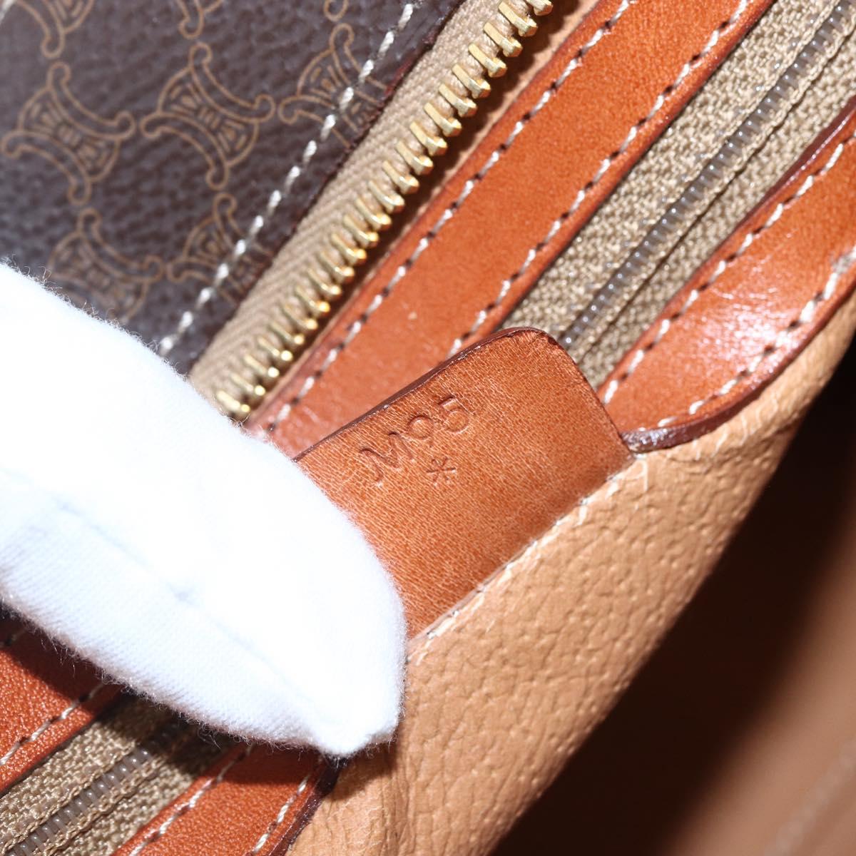 CELINE Macadam Canvas Hand Bag PVC Leather Brown Gold Auth 170786