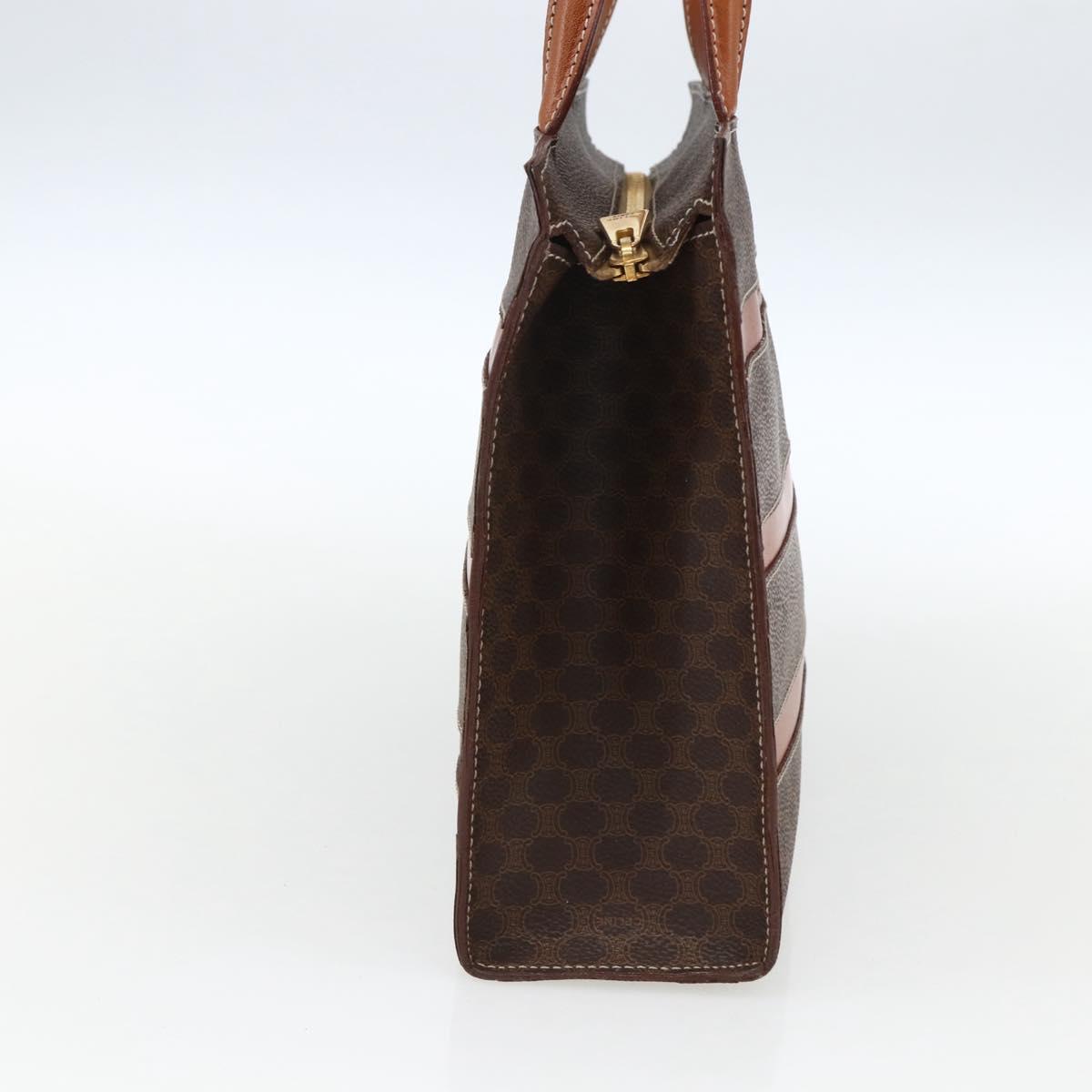 CELINE Macadam Canvas Hand Bag PVC Leather Brown Gold Auth 170786