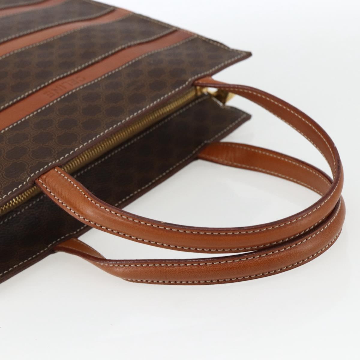 CELINE Macadam Canvas Hand Bag PVC Leather Brown Gold Auth 170786