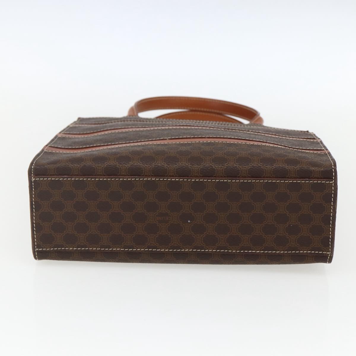 CELINE Macadam Canvas Hand Bag PVC Leather Brown Gold Auth 170786