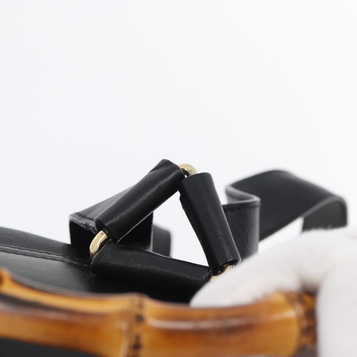 GUCCI Bamboo Backpack Leather Black Gold 003 2058 0016 Auth 170790A