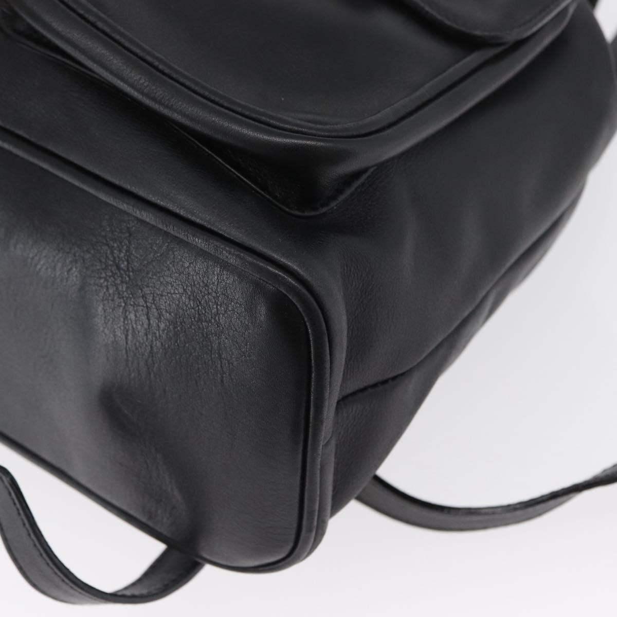 GUCCI Bamboo Backpack Leather Black Gold 003 2058 0016 Auth 170790A