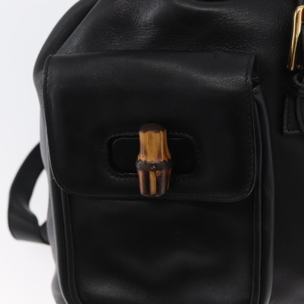 GUCCI Bamboo Backpack Leather Black Gold 003 2058 0016 Auth 170790A