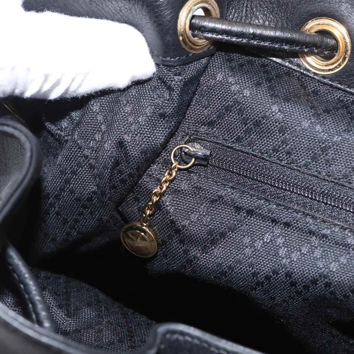 GUCCI Bamboo Backpack Leather Black Gold 003 2058 0016 Auth 170790A