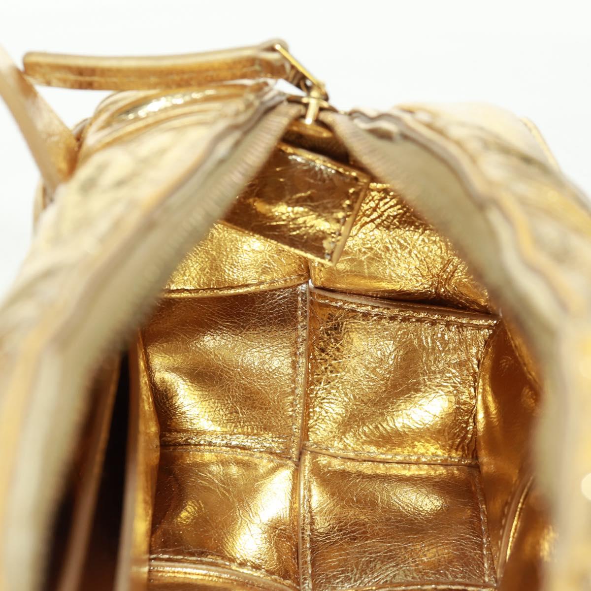 BOTTEGA VENETA MAXI INTRECCIATO Cassette Shoulder Bag Leather Gold Auth 170792
