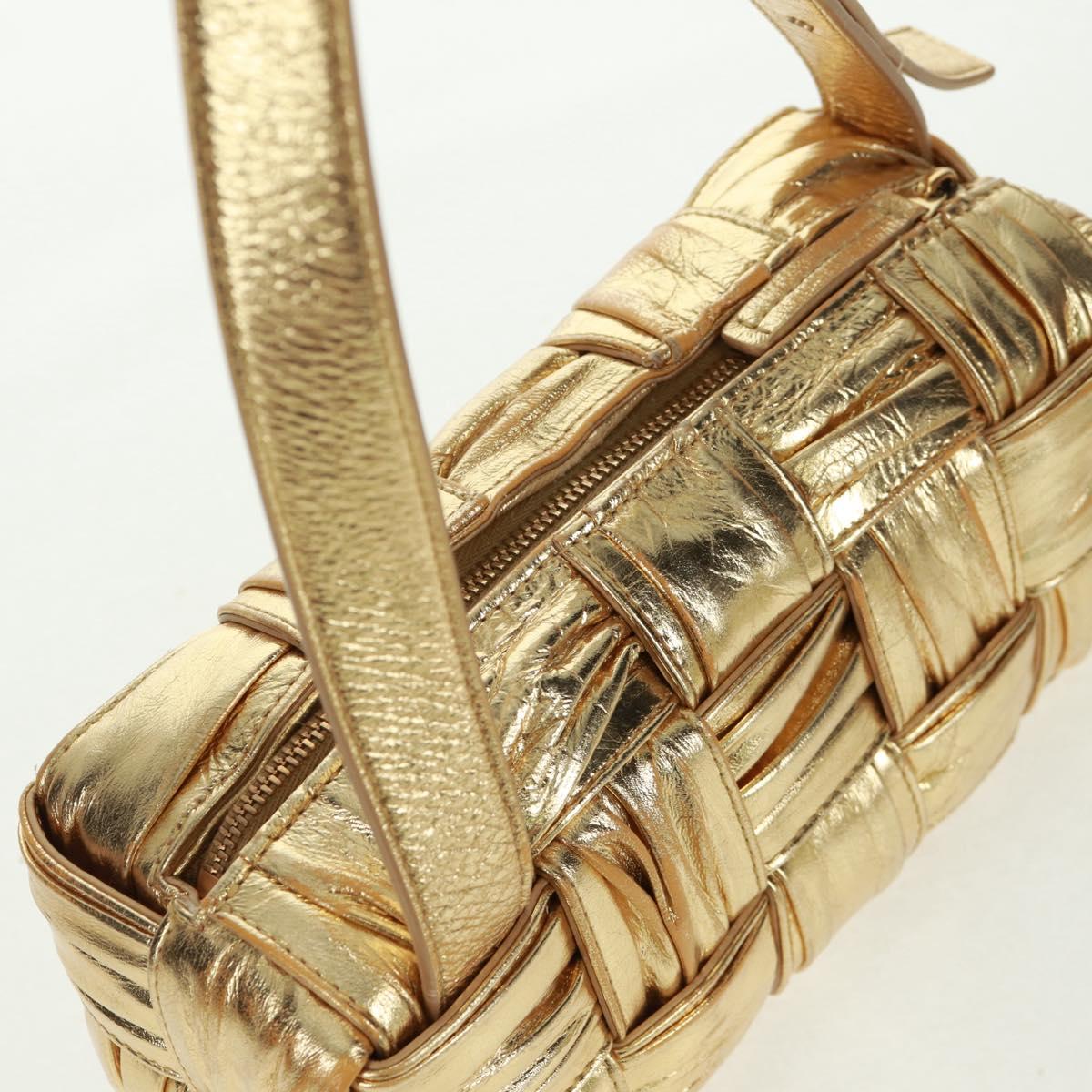 BOTTEGA VENETA MAXI INTRECCIATO Cassette Shoulder Bag Leather Gold Auth 170792