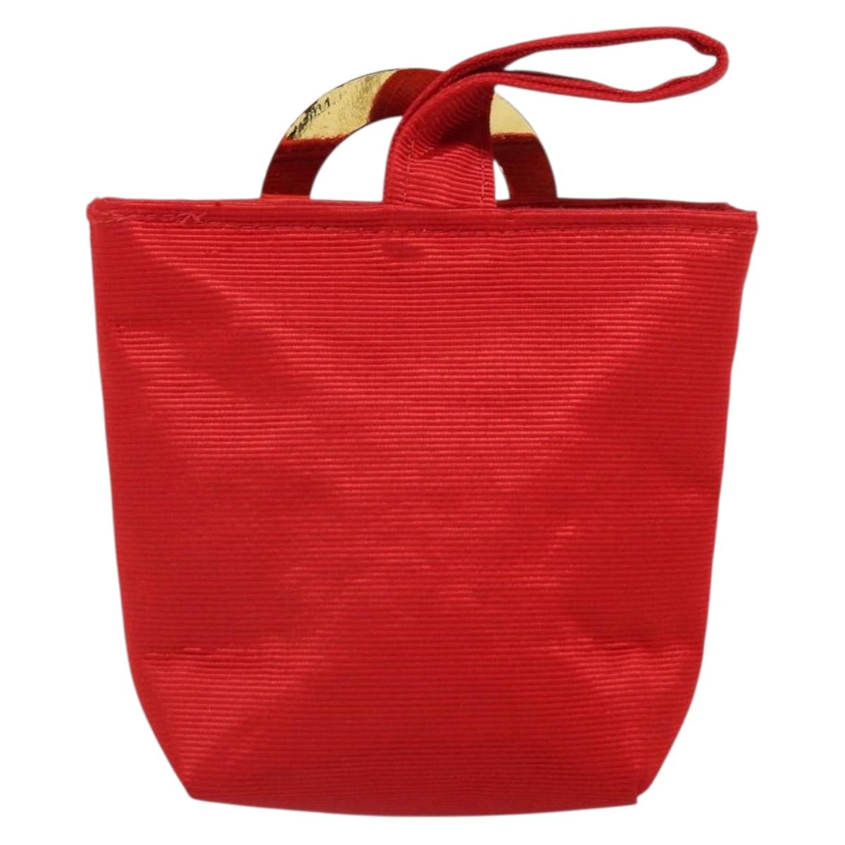 CELINE Circle Pouch Nylon Handkerchief Set Red Gold Auth 170797V