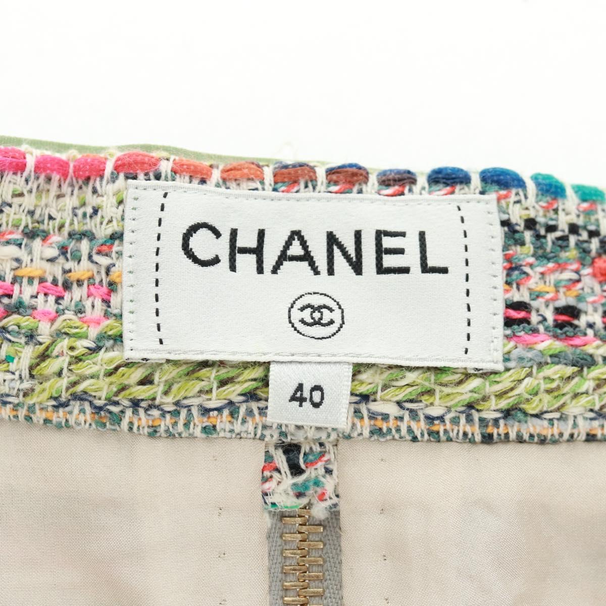 CHANEL Skirt Tweed Multicolor CC Auth 170807V