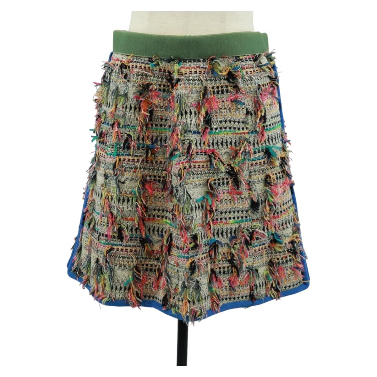 CHANEL Skirt Tweed Multicolor CC Auth 170807V
