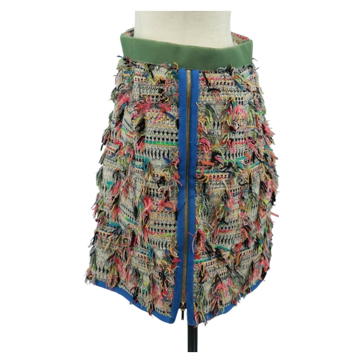 CHANEL Skirt Tweed Multicolor CC Auth 170807V