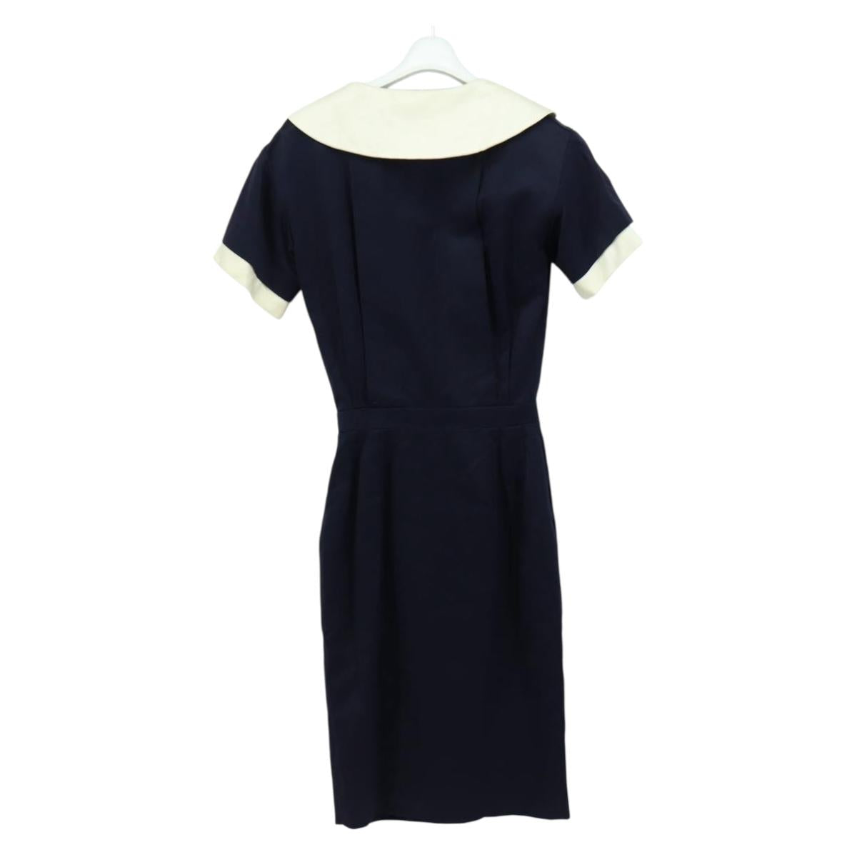 CHANEL One Piece Cotton Navy CC Auth 170808V