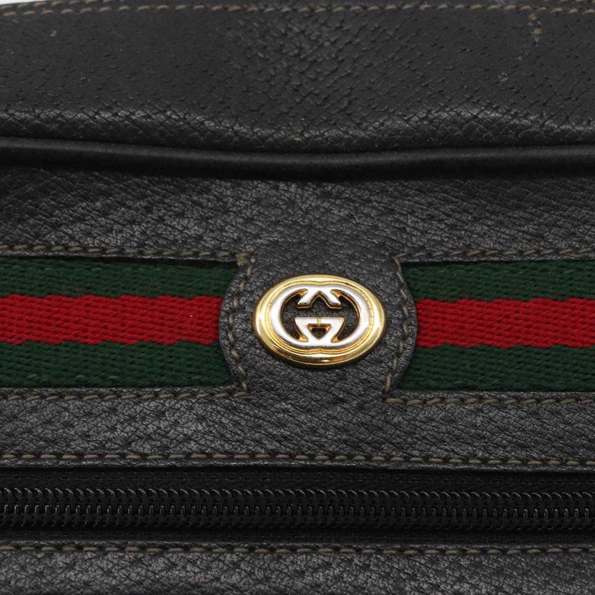 GUCCI GG Supreme Web Sherry Line Bag PVC Black Gold 72 02 088 Auth 170825A